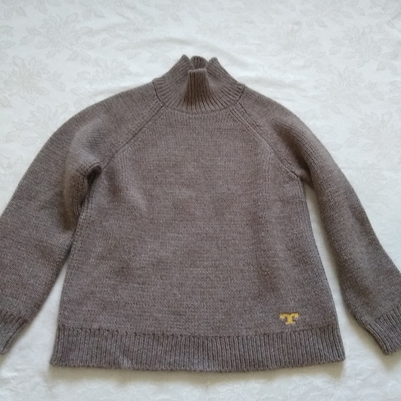 Tory Burch wool alpaca raglan turtleneck dark oatmeal sweater - Picture 2 of 10